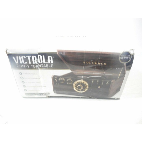 Victrola 7-in-1 Wood Bluetooth Mid Century Record Player with 3-Speed Turntable, - Picture 1 of 6